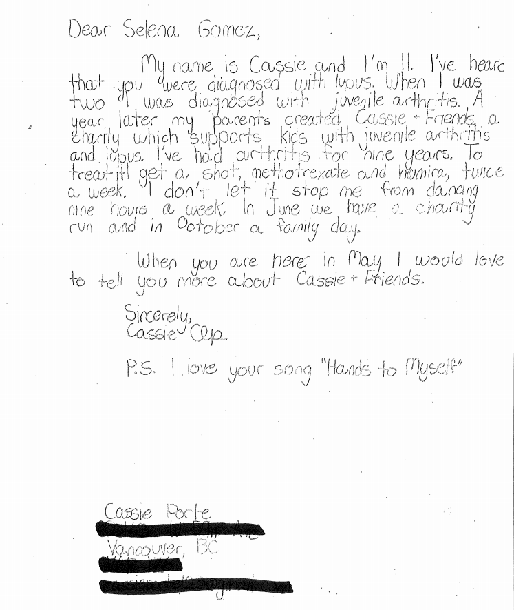 A Letter to Selena Gomez: You have Lupus. I have Juvenile Arthritis